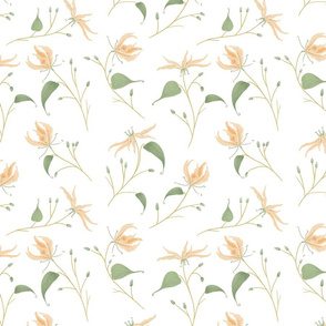 White Lilies Watercolor Floral Simple and Classy 2021 Color Trend Fabric and Wallpaper Kids and Woman Fashion
