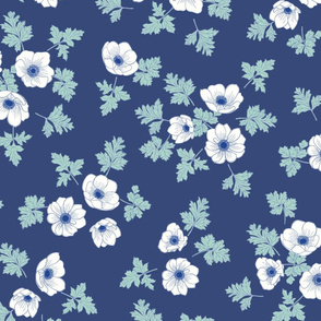 Anemone floral L in navy by Pippa Shaw