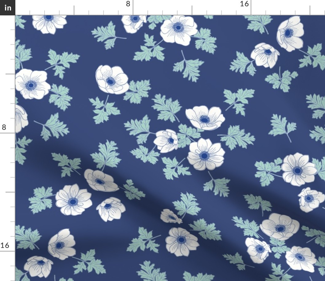 Anemone floral L in navy by Pippa Shaw