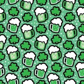 beer with shamrocks on green polka dots large