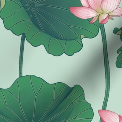 Lotus Flowers - Large - Light Green