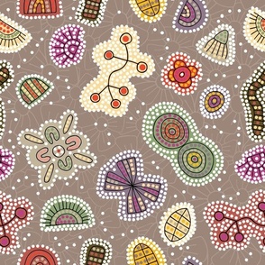 Australian Aboriginal Dot Art - khaki