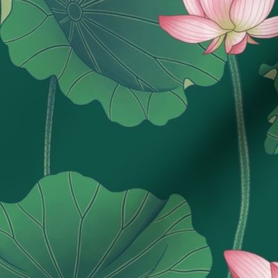 Lotus Flowers - Large - Dark Green