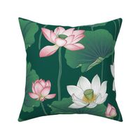 Lotus Flowers - Large - Dark Green