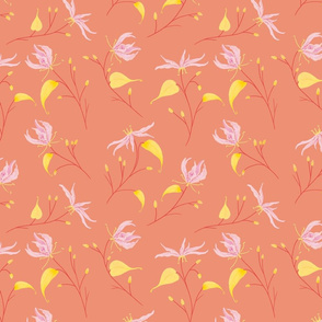 Rose Terracotta Lilies Watercolor Floral Simple and Classy 2021 Color Trend Fabric and Wallpaper Kids and Woman Fashion