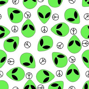 Aliens fabric - 90s nostalgia gen z fabric - Bw peace