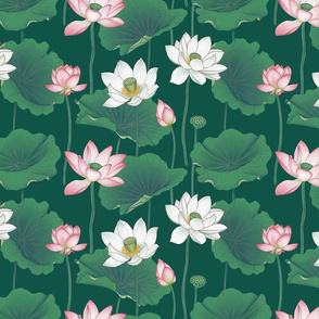 Lotus Flowers - Small - Dark Green