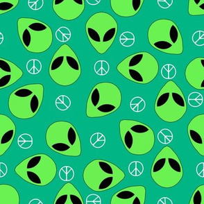 Aliens fabric - 90s nostalgia gen z fabric - Green peace