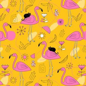 Flamingos_pattern_yellow