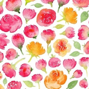 pink and yellow watercolor roses