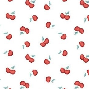 Simple Cherry  White Watercolor Color Trend Fabric and Wallpaper Kids and Woman Fashion