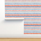 Going with The Flow Nautical Fish Stripes in Blue and Orange - Large Scale