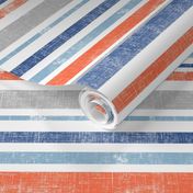 Going with The Flow Nautical Fish Stripes in Blue and Orange - Large Scale