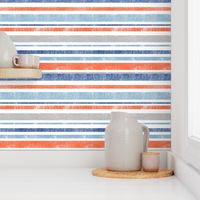 Going with The Flow Nautical Fish Stripes in Blue and Orange - Large Scale