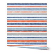 Going with The Flow Nautical Fish Stripes in Blue and Orange - Large Scale