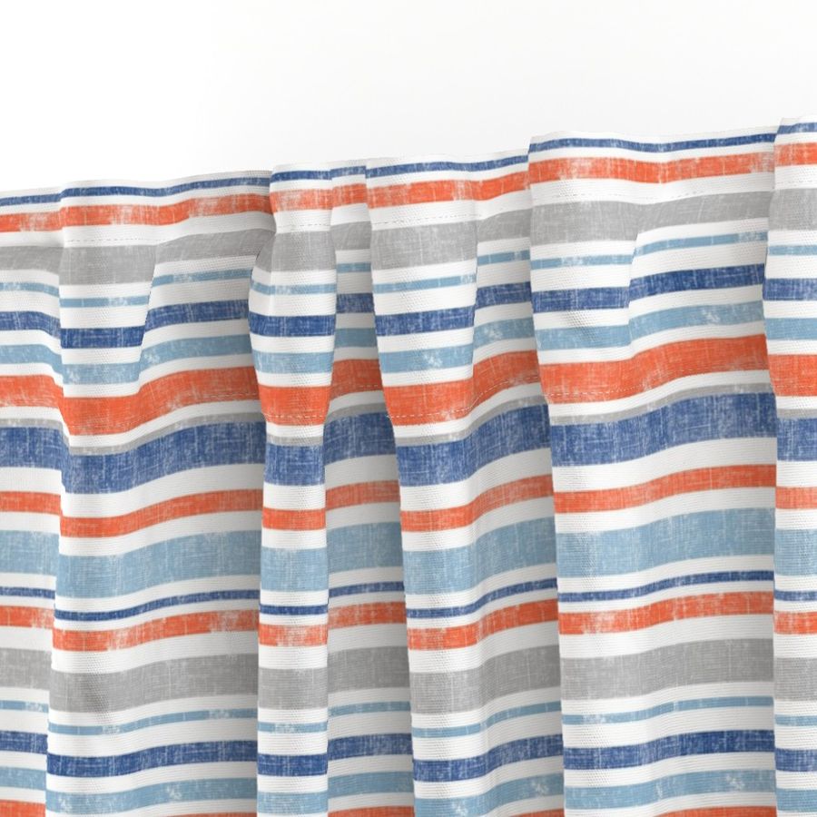 Going with The Flow Nautical Fish Stripes in Blue and Orange - Medium Scale