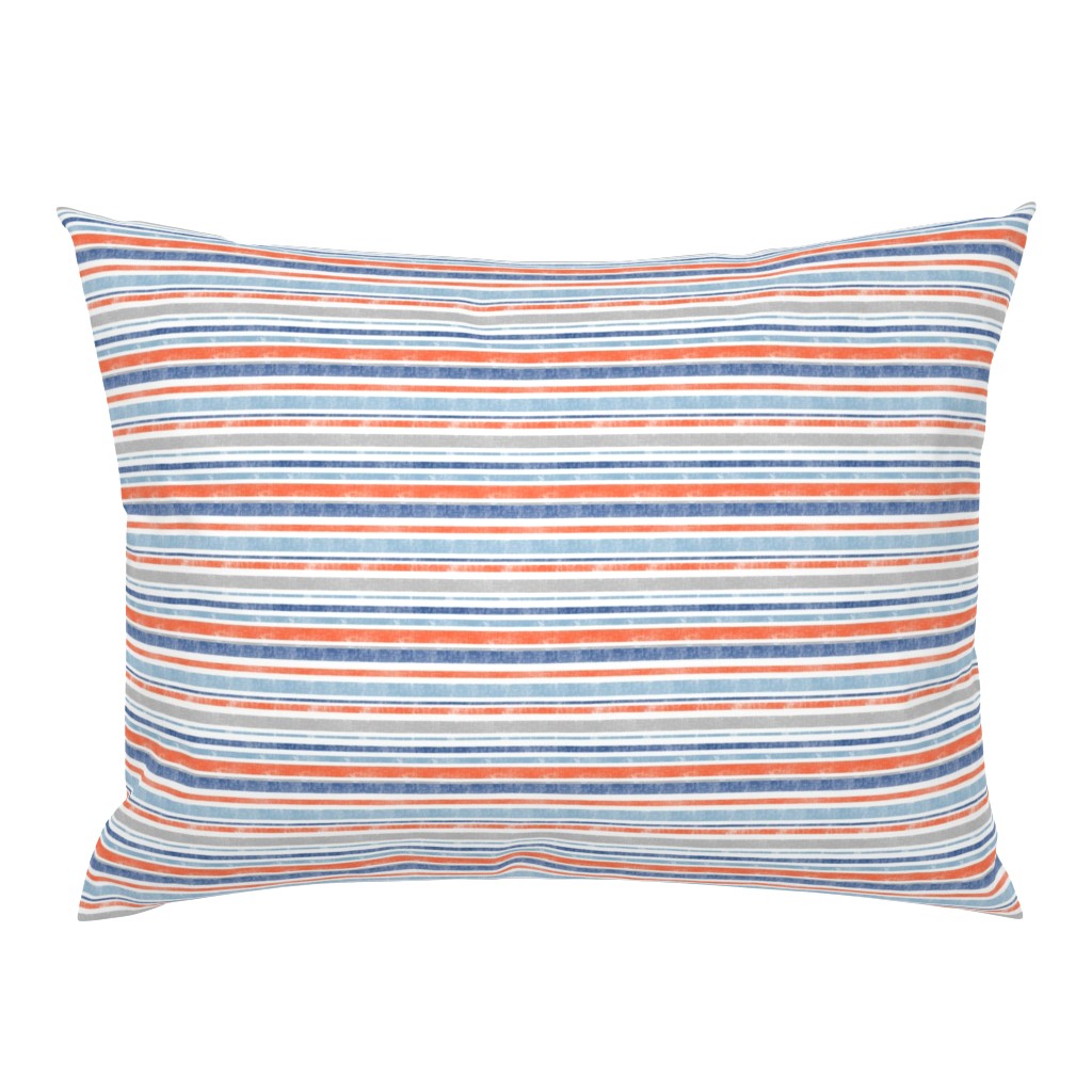 Going with The Flow Nautical Fish Stripes in Blue and Orange - Small Scale