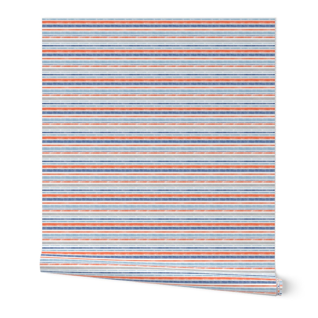 Going with The Flow Nautical Fish Stripes in Blue and Orange - Small Scale