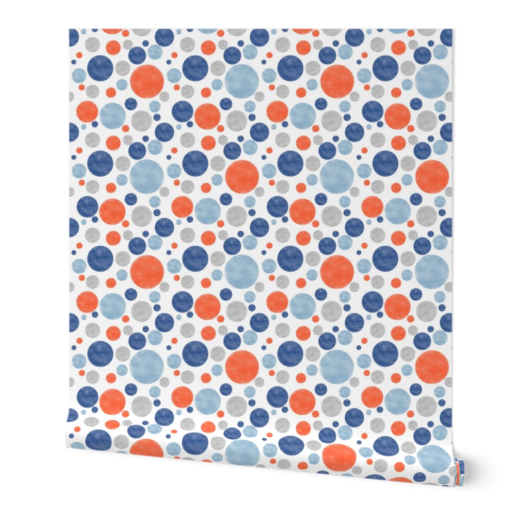 Going with The Flow Nautical Fish Polkadots in Blue and Orange - Large Scale