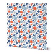 Going with The Flow Nautical Fish Polkadots in Blue and Orange - Large Scale