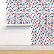 Going with The Flow Nautical Fish Polkadots in Blue and Orange - Large Scale