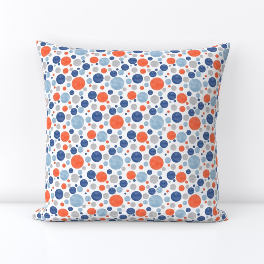 Going with The Flow Nautical Fish Polkadots in Blue and Orange - Medium Scale