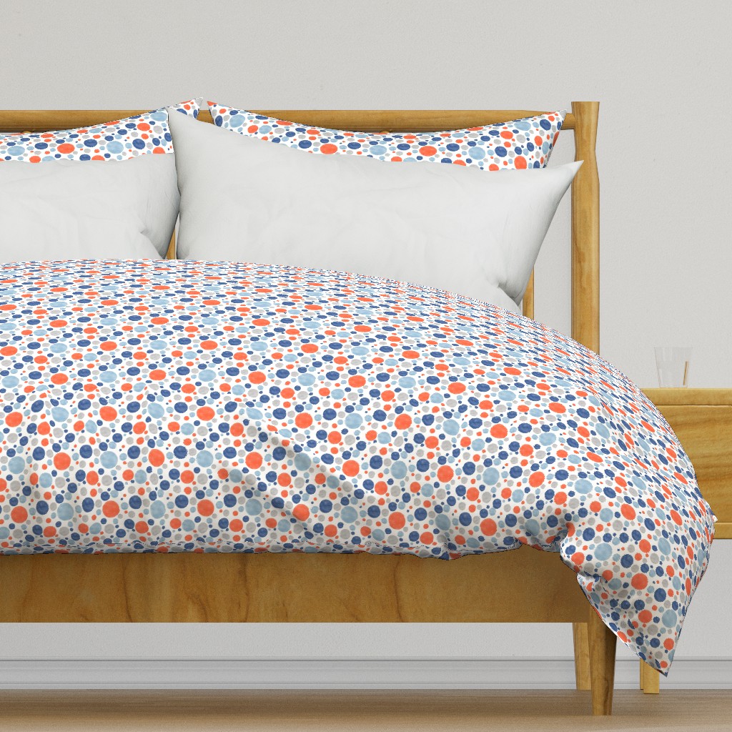 Going with The Flow Nautical Fish Polkadots in Blue and Orange - Medium Scale