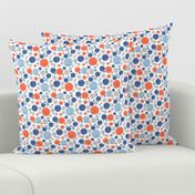 Going with The Flow Nautical Fish Polkadots in Blue and Orange - Medium Scale