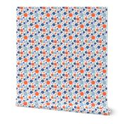 Going with The Flow Nautical Fish Polkadots in Blue and Orange - Medium Scale