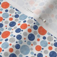Going with The Flow Nautical Fish Polkadots in Blue and Orange - Small Scale