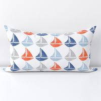 Going with The Flow Nautical Sailboats in Blue and Orange - Large Scale