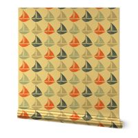 Going with The Flow Nautical Sailboats in Blue and Orange - Large Scale