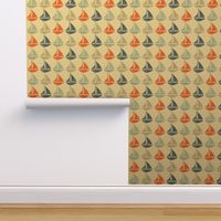 Going with The Flow Nautical Sailboats in Blue and Orange - Large Scale