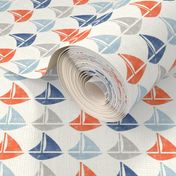 Going with The Flow Nautical Sailboats in Blue and Orange - Medium Scale