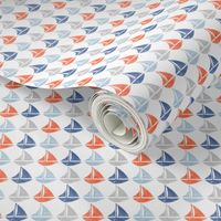 Going with The Flow Nautical Sailboats in Blue and Orange - Small Scale