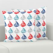 Going With the Flow Nautical Sailboats in Red and Blue - Large Scale