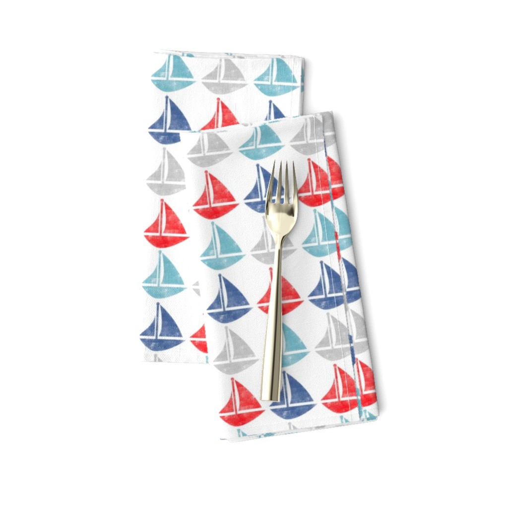 Going With the Flow Nautical Sailboats in Red and Blue - Medium Scale
