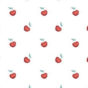 Simple Cherry Half Drop Watercolor  White Color Trend Fabric and Wallpaper Kids and Woman Fashion