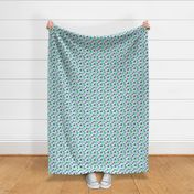 Going with The Flow Nautical Sea Turtle Polkadots in Blue and Green - Medium Scale