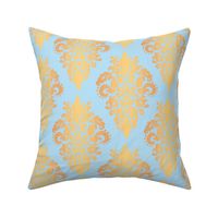 Light Blue and Gold Damask