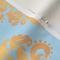 Light Blue and Gold Damask