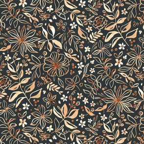 Flowers and seeds (copper black) medium scale