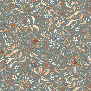 Flowers and seeds (copper gray) medium scale