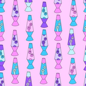 Smiley lava lamp fabric - 90s nostalgia retro lava lamp - Pink