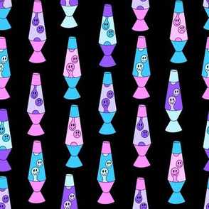 Smiley lava lamp fabric - 90s nostalgia retro lava lamp - Black