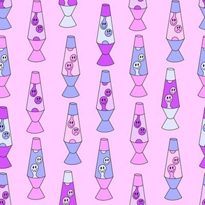 Smiley lava lamp fabric - 90s nostalgia retro lava lamp - Purple