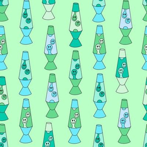 Smiley lava lamp fabric - 90s nostalgia retro lava lamp - Mint