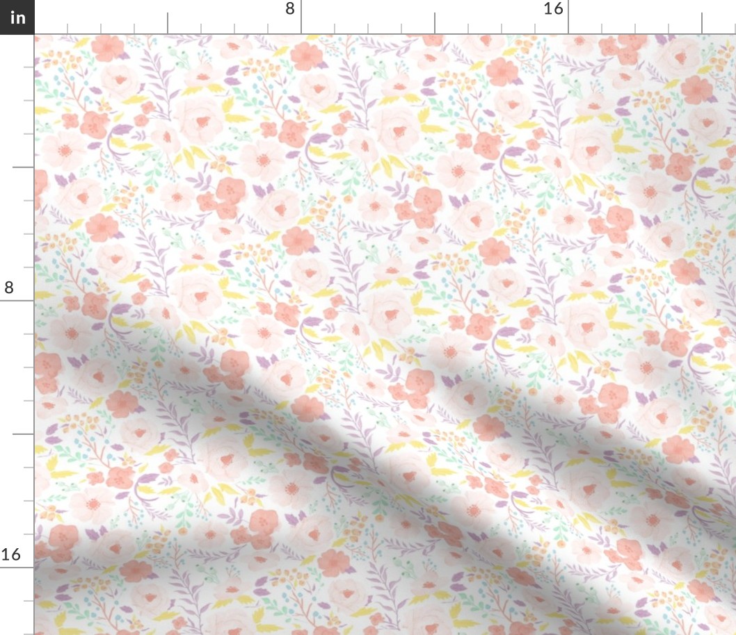 Sm/Med Scale - Pastel Meadow Floral (watercolor floral for easter, spring, summer, girls, pastel colors)