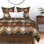 20"x20" seamlessly repeating layered mountains: laurel, olive green, cinnamon, 26-13 x, caramel no. 2, starfish, 13-2, laurel x, champagne
