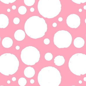 Big White polkadots on pink 